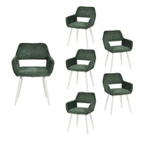 Lot de 6 fauteuils de salle à manger scandinaves avec accoudoirs en chenille vert- CROMWELL