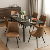 Ensemble table à manger extensible noire avec 6 fauteuils en suédine, style scandinave