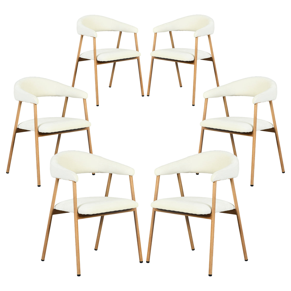 Set of 2 Scandinavian dining room armchairs with beige fabric armrests - Cromwell