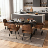 Round Table Table Table Table Timber Ø80 cm with 4 black velvet chairs, modern and comfortable style