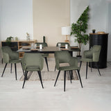 Round Table Table Table Table Timber Ø80 cm with 4 black velvet chairs, modern and comfortable style