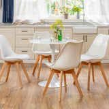 Table salle à manger ronde scandinave 2-4 personnes en bois et métal blanc - CLIFT