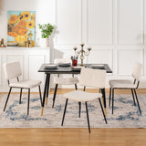 Set mit 4 skandinavischen Esszimmerstühlen aus beigem Schaffellstoff – POMONA