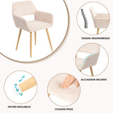 Set von 4 skandinavischen Esszimmer Sesseln mit beige Samtarmlehnen - Cromwell Cord
