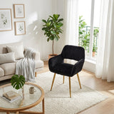 Scandinavian dining chair with black fabric armrests - CROMWELL BLACK Ⅰ