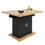 Extensible dining table 140/180x80x75 cm with MDF tray white marble effect and black metal feet