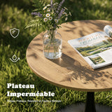 Round Table Table Table Table Timber Ø80 cm with 4 black velvet chairs, modern and comfortable style