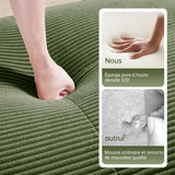 Ensemble de canapés avec accoudoirs incurvés et base antidérapante en tissu velours côtelé doux pour le salon, vert, siège 3