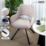 Set of 6 Scandinavian dining chairs with beige fabric armrests - Beth
