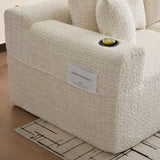 2-seater sofa bed in dark gray fabric with side pockets, modern convertible sofa