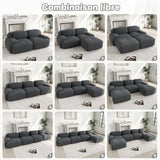 2-seater sofa bed in dark gray fabric with side pockets, modern convertible sofa