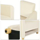 Lounge armchair with armrests in beige corduroy - DOMCO