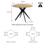 Round Table Table Table Table Timber Ø80 cm with 4 black velvet chairs, modern and comfortable style