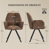 Ensemble de salle à manger comprenant une table extensible et 4 fauteuil pivotant confortables en suédine