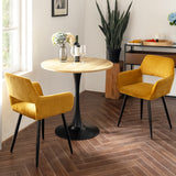 Round Table Table Table Table Timber Ø80 cm with 4 black velvet chairs, modern and comfortable style