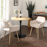 Set von 4 skandinavischen Esszimmer Sesseln mit beige Samtarmlehnen - Cromwell Cord