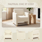 Lounge armchair with armrests in beige corduroy - DOMCO