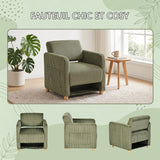 Lounge armchair with armrests in beige corduroy - DOMCO