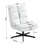Foldable leisure armchair without armrests in white fabric, 360° swivel - AESTON