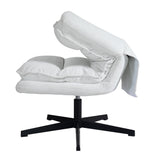 Foldable leisure armchair without armrests in white fabric, 360° swivel - AESTON