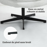 Foldable leisure armchair without armrests in white fabric, 360° swivel - AESTON