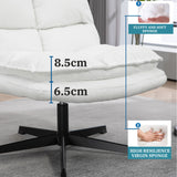 Foldable leisure armchair without armrests in white fabric, 360° swivel - AESTON
