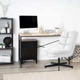 Foldable leisure armchair without armrests in white fabric, 360° swivel - AESTON