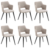 Lot de 6 fauteuils de salle à manger scandinaves avec accoudoirs en tissu beige - AKANJI