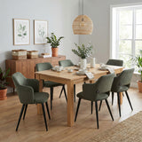 Lot de 6 chaises de salle à manger scandinaves avec accoudoirs en tissu résistant aux animaux et assise rembourrée, vert - AKANJI CC