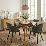 Lot de 4 chaises de salle à manger scandinaves avec accoudoirs en tissu résistant aux animaux et assise rembourré, vert - AKANJI CC