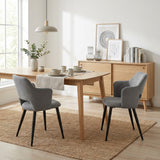 Lot de 2 chaises de salle à manger scandinaves avec accoudoirs en tissu résistant aux animaux et assise rembourrée, gris - AKANJI CC