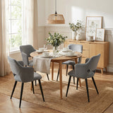 Lot de 4 chaises de salle à manger scandinaves avec accoudoirs en tissu résistant aux animaux et assise rembourrée, gris - AKANJI CC