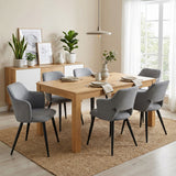 Lot de 6 chaises de salle à manger scandinaves avec accoudoirs en tissu résistant aux animaux et assise rembourrée, gris - AKANJI CC