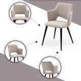 Lot de 4 fauteuils de salle à manger scandinaves avec accoudoirs en tissu beige - AKANJI