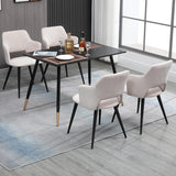 Lot de 4 fauteuils de salle à manger scandinaves avec accoudoirs en tissu beige - AKANJI