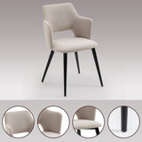 Lot de 4 fauteuils de salle à manger scandinaves avec accoudoirs en tissu beige - AKANJI