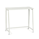 Bureau/table d'ordinateur pliant scandinave avec 4 roulettes en bois blanc et en métal blanc - ASCOLI