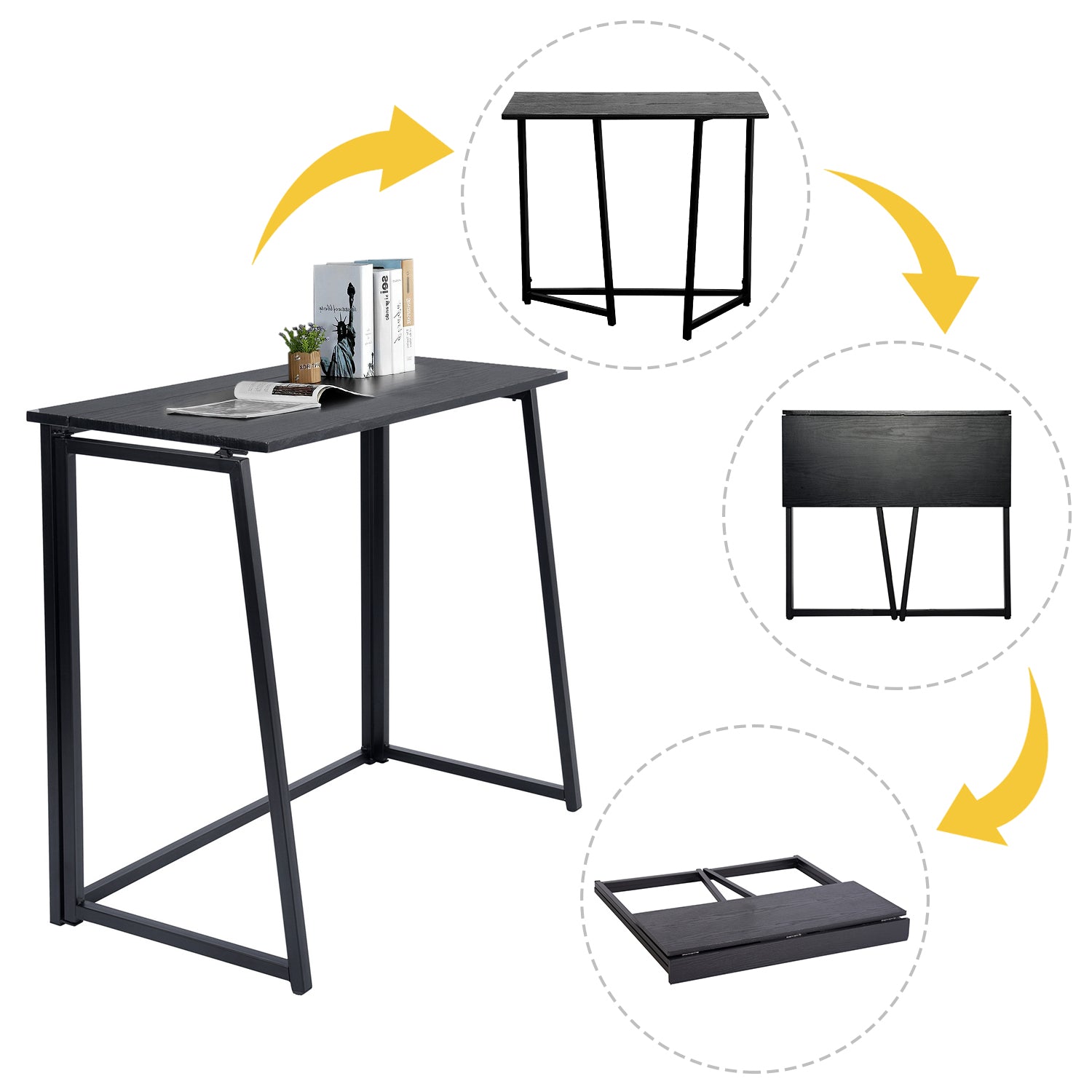 Ensemble bureau pliable en métal noir et fauteuil de bureau en velours côtelé beige âââââââ€?ASCOLI & ROSS