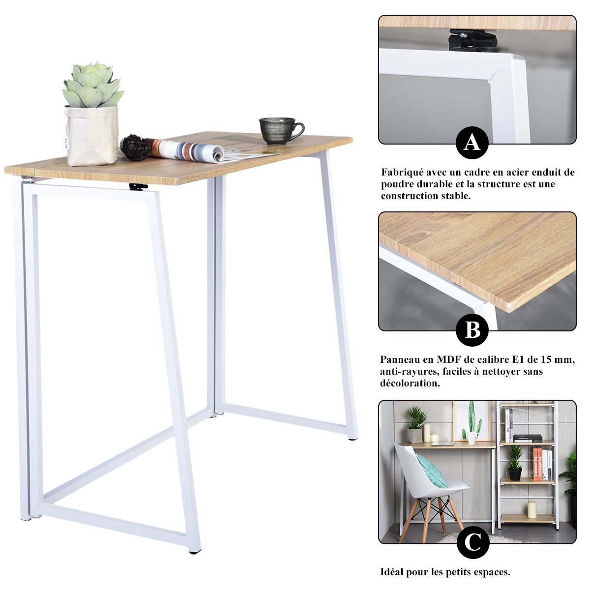 Ensemble bureau pliable et fauteuil de bureau en velours côtelé vert olive âââââââ€?ASCOLI & ROSS