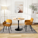 Round Table Table Table Table Timber Ø80 cm with 4 black velvet chairs, modern and comfortable style