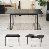 Ensemble table à manger extensible noire et 4 chaises en tissu gris doux, style scandinave
