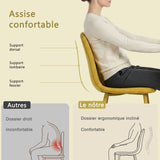 Ensemble table à manger extensible noire et 4 chaises en tissu jaune doux, style scandinave