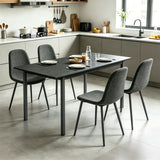 Ensemble table à manger extensible noire et 4 chaises en tissu gris doux, style scandinave