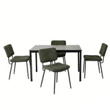 Ensemble table à manger extensible noire et 4 chaises en tissu vert, style scandinave