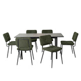 Round Table Table Table Table Timber Ø80 cm with 4 black velvet chairs, modern and comfortable style
