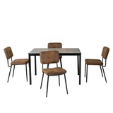 Round Table Table Table Table Timber Ø80 cm with 4 black velvet chairs, modern and comfortable style