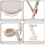 Table d’appoint pliable pour ordinateur portable, bout de canapé réglable en hauteur avec plateau inclinable et porte-gobelet beige- BASELINE