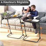 Foldable side table for laptop, adjustable sofa adjustable sofa with tilting tray and cup holder-baseline