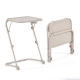 Table d’appoint pliable pour ordinateur portable, bout de canapé réglable en hauteur avec plateau inclinable et porte-gobelet beige- BASELINE