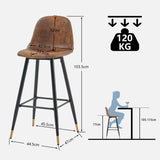 Set von 6 Industrial Bar Stools mit Wildlederdatei - Charlton Bar